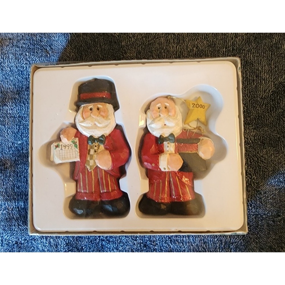 2 Midwest of Cannon Falls Eddie Walker Christmas Santa Ornament 1999 2000 In Box